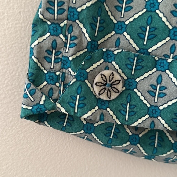 Anthropologie Corey Lynn Calter Green Printed Cotton Shorts Sz 4 Boho Artsy Chic - Picture 7 of 9